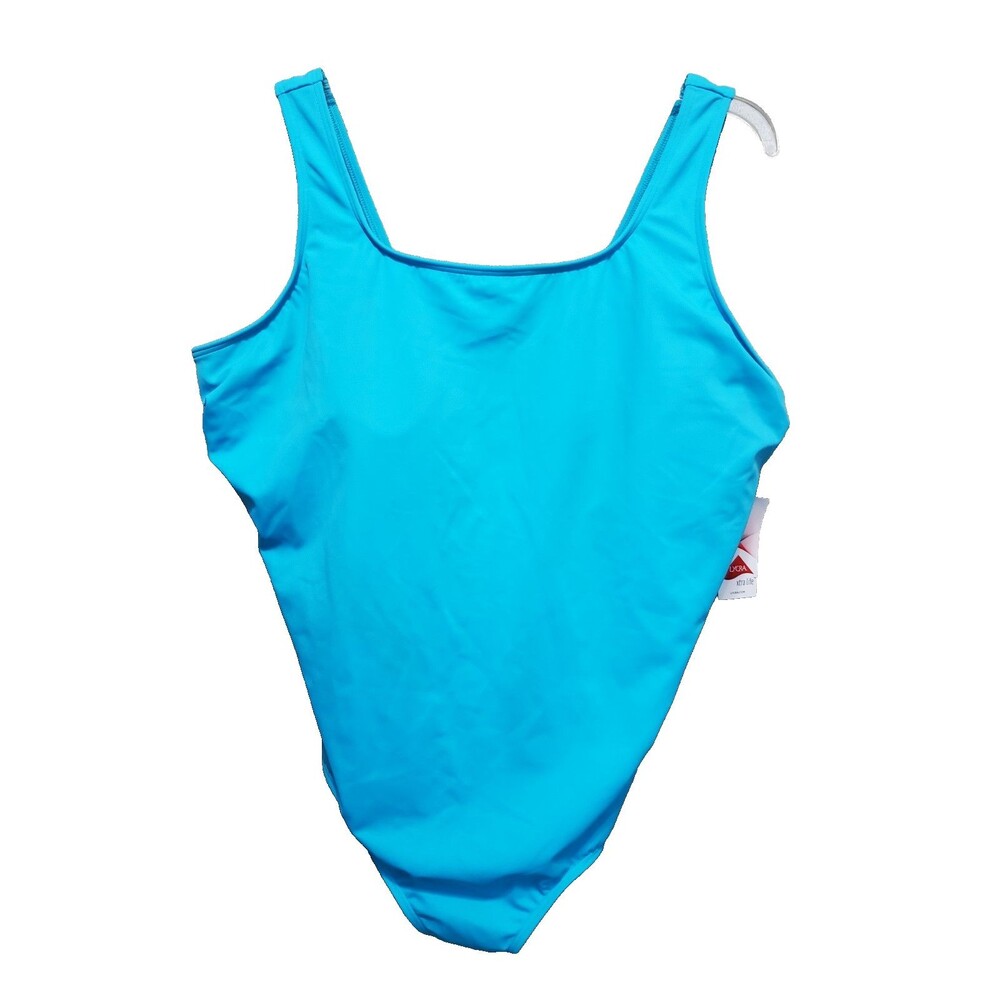 Lands' End Blue Chlorine Resistant Tugless Soft Cup 1-Piece Swimsuit 24W NWOT